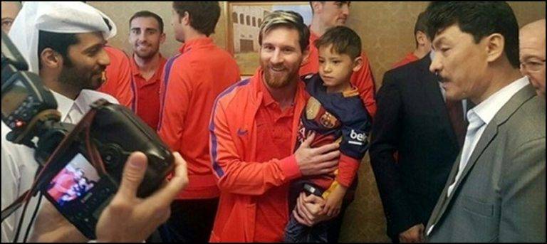 Afghan boy finally meets his star Messi