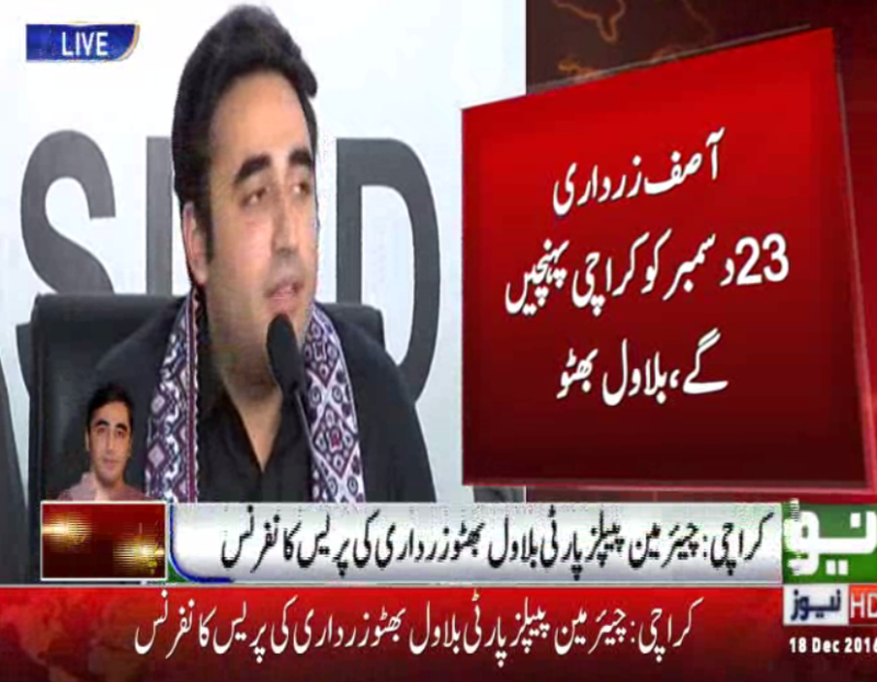 Asif Ali Zardari to return on Dec, 23, says PPP Chairman Bilawal