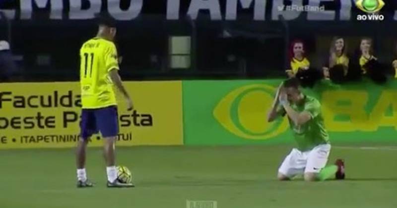 Opponent Defender caught begging Neymar not to destroy their defence line