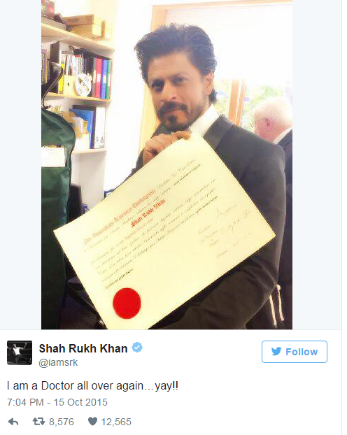 Shah Rukh Khan: I am a Doctor all over again…yay