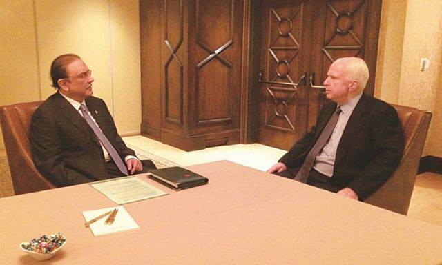 Senior US Senator McCain meets Former President Zardari