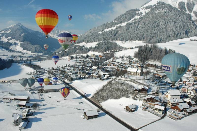 Colorful Hot-Air Balloon festival in Switzerland