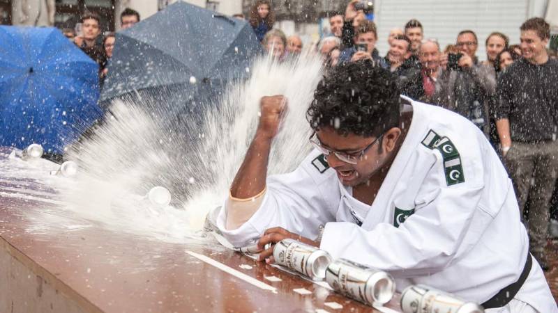 Watch: Pakistani martial artist crushes drink cans