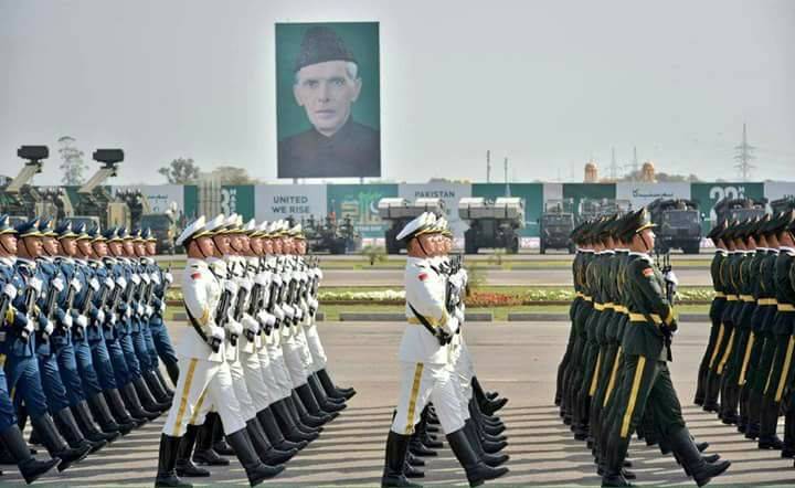 Full dress rehearsal by Chinese troops for 23 March Pakistan day parade