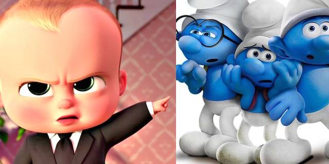 'Boss Baby' beats up on 'Smurfs