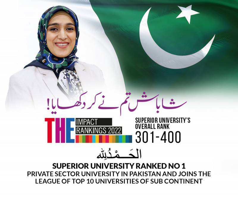 Superior University ranked No 1 private sector university in Pakistan