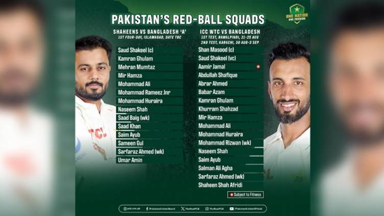 PCB announces squad for Test series against Bangladesh