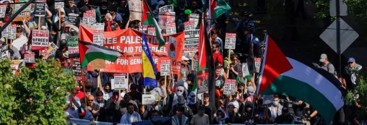 Pro-Palestinian protesters march in Chicago on opening day of Democratic National Convention