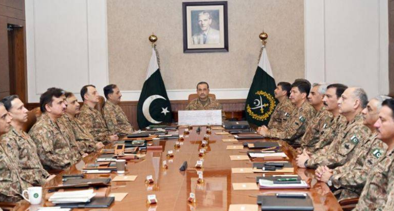 Military’s top brass pledges support for govt actions against terrorists, criminal mafias