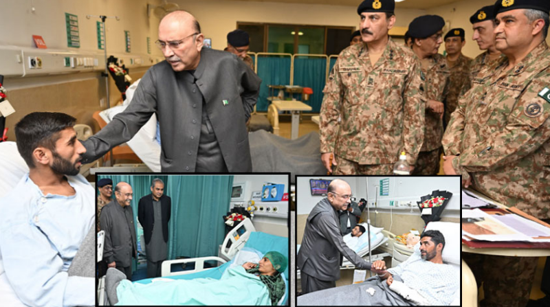 President Zardari visits CMH Rawalpindi, inquires after soldiers, civilians