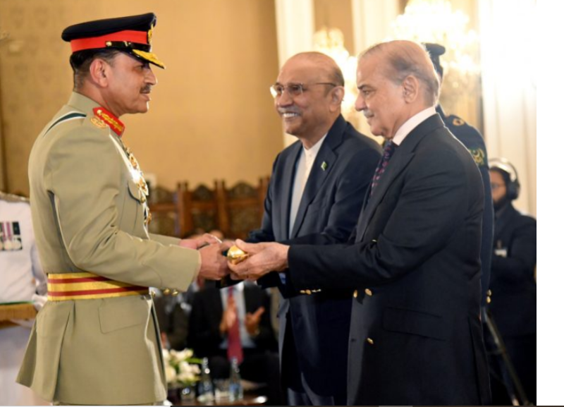 President, PM confer baton of Field Marshal upon COAS Syed Asim Munir 