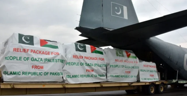 Pakistan dispatches 27th humanitarian aid consignment for Palestinians