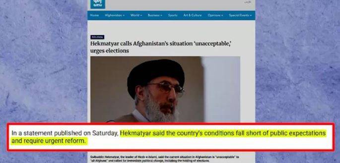 Hekmatyar labels Afghanistan’s situation ‘unacceptable,’ calls for elections