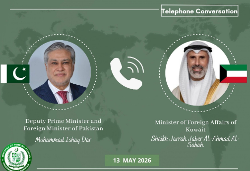 In phone call with DPM Dar, Kuwaiti FM lauds Pakistan’s role in promoting regional peace