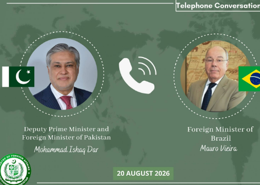 DPM Dar, Brazilian FM discuss US-Iran mediation, stress importance of dialogue for global peace